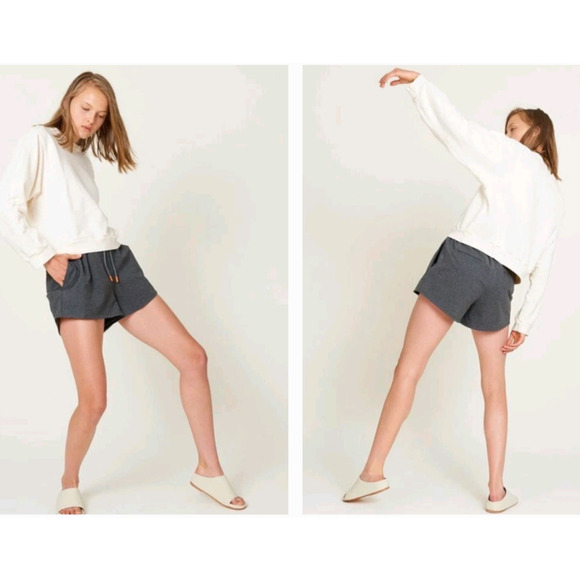 RICHER POORER workout pilates yoga hiking goop-fave terry sweat pocket shorts m - Picture 7 of 10